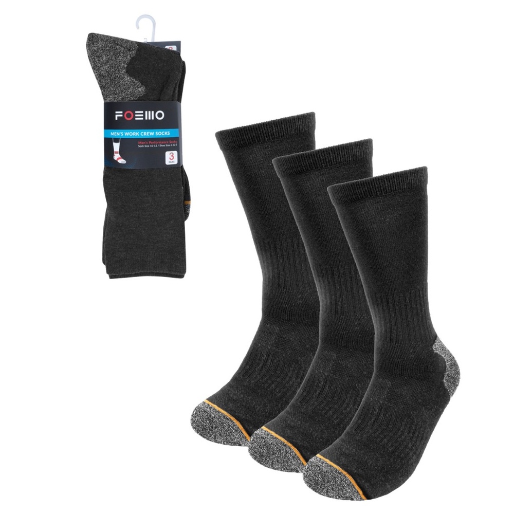 3pk foemo charcoal men’s  work crew cocks